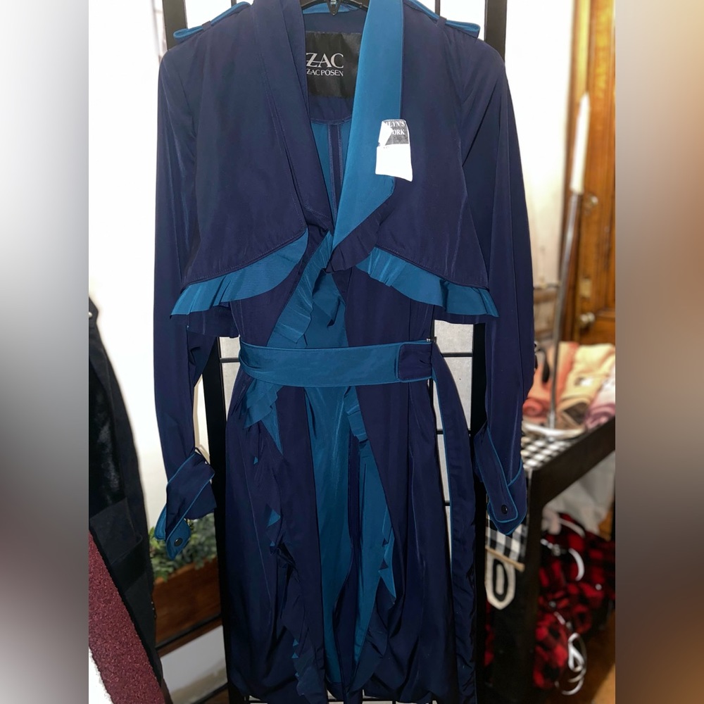 Zac Posen belted midnight blue Trench coat